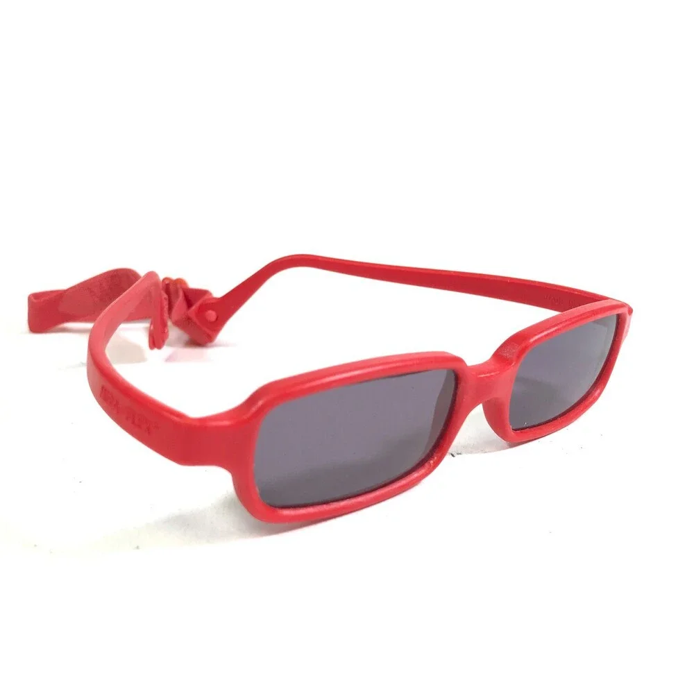 Miraflex Sunglasses NEW BABY 2 Bright Red Rubberized Frames with Purple Lenses